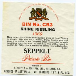Seppelt Vineyards Label (1969)