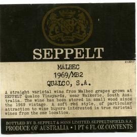 Seppelt Vineyards Label (1969)