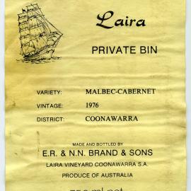 Laira Vineyards Label (1975)