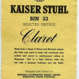 Kaiser Stuhl Wines Label [n.d.]