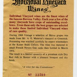 Kaiser Stuhl Wines Label (1969)