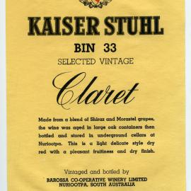 Kaiser Stuhl Wines Label [n.d.]