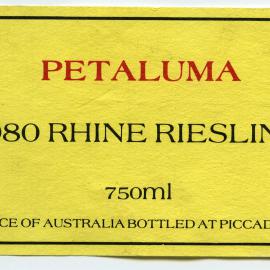 Petaluma Piccadilly S.A. Label (1980)