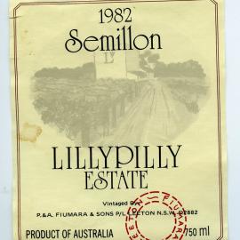Lillypilly Estate Leeton N.S.W. Label (1982)