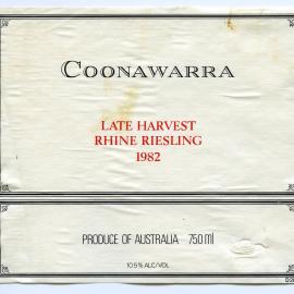 Coonawarra Late Harvest Rhine Riesling Label [n.d.]