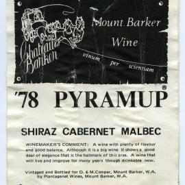 Mount Barker Wine Label (1978)