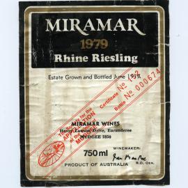 Miramar Wines Mudgee Label (1979)