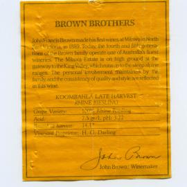 Milawa Vineyard Label [n.d.]