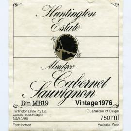 Huntington Estate Wines Label (1976)