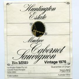 Huntington Estate Wines Label (1976)
