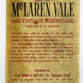 McLaren Vale Wines Label (1965)