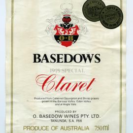 O. Basedow Wines Tanunda Label (1975)
