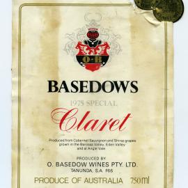 O. Basedow Wines Tanunda Label (1975)