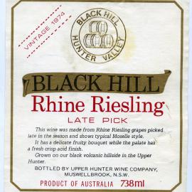 Black Hill Hunter Vineyard's Label (1974)