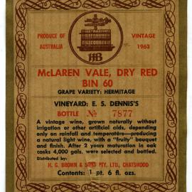 H.G. Brown and Sons Dry Red Label (1963)