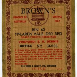 H.G. Brown and Sons Dry Red Label (1967)