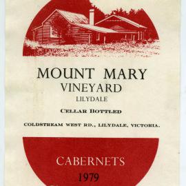Mount Mary Vineyard Lilydale Label (1979)