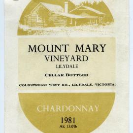 Mount Mary Vineyard Lilydale Label (1981)