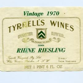 Tyrrell's Vineyards Label (1970)