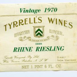 Tyrrell's Vineyards Label (1970)
