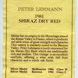 Peter Lehmann Estate Label (1981)