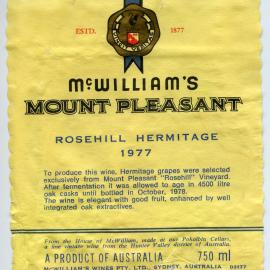 McWilliam's Mount Pleasant Label (1977)