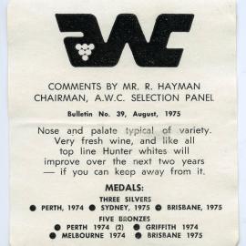 Australian Wine Consumers Co-operative Society Label (1975)