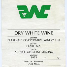 The Australian Wine Consumers' Co-operative Society Limited Label (1974)
