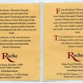 Roche Tallawanta Vineyards Label (2001)