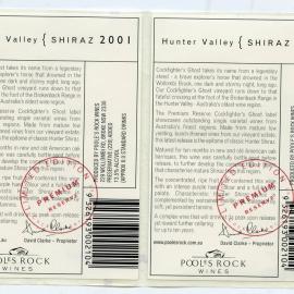 Poole's Rock Wines Label (2001)