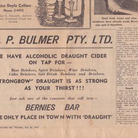 Bernie's Bar Bulmer's advertisement
