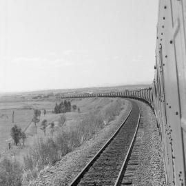 Looking back along a train climbing Minimbah bank.