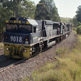 9018 and two other ninety class locos on a coal train at Camberwell Junction, NSW