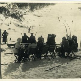 Skiers relaxing, Snowy Mountains, NSW, [c. 1910s]