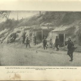 9th Battalion investigate German dugouts, near Cappy