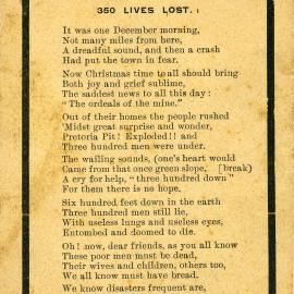 In Memoriam. Atherton Pit Disaster, Dec. 21st, 1910. 350 LIVES LOST. (Poem)
