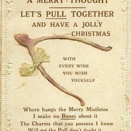 A merry thought. Let's pull together and have a jolly Christmas.  [Festive wishbone] [Card]