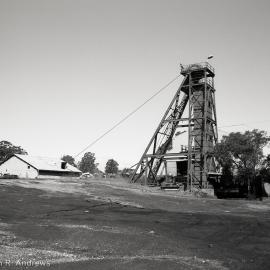 No. 1 and No. 2 headframes, 19 August 1999 - day of viewing for auction, Oakdale Colliery.