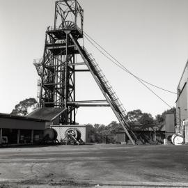 No. 1 and No. 2 headframes, 19 August 1999 - day of viewing for auction, Oakdale Colliery.