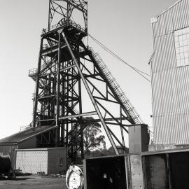 No. 1 and No. 2 headframes, 19 August 1999 - day of viewing for auction, Oakdale Colliery.