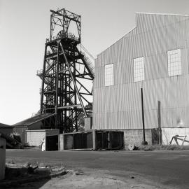 No. 1 and No. 2 headframes, 19 August 1999 - day of viewing for auction, Oakdale Colliery.