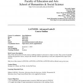 LATN3530 Course Outline, Semester 2, 2010