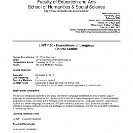 LING1110 Course Outline, Semester 2, 2010