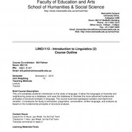 LING1112 Course Outline, Semester 2, 2010