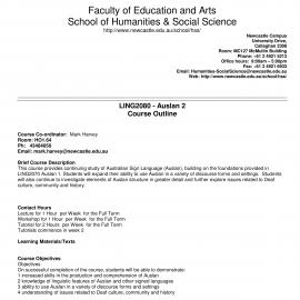 LING2080 Course Outline, Semester 2, 2010