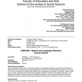 LING3200 Course Outline, Semester 2, 2010