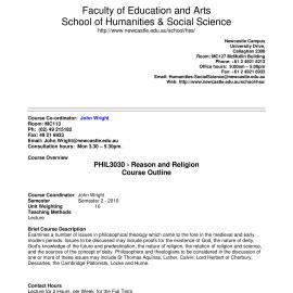 PHIL3030 Course Outline, Semester 2, 2010