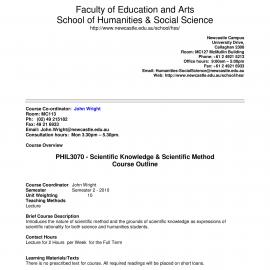 PHIL3070 Course Outline, Semester 2, 2010