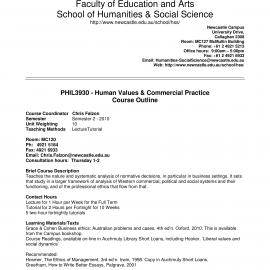 PHIL3930 Course Outline, Semester 2, 2010