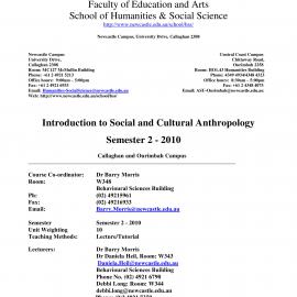SOCA1020 Course Outline, Semester 2, 2010